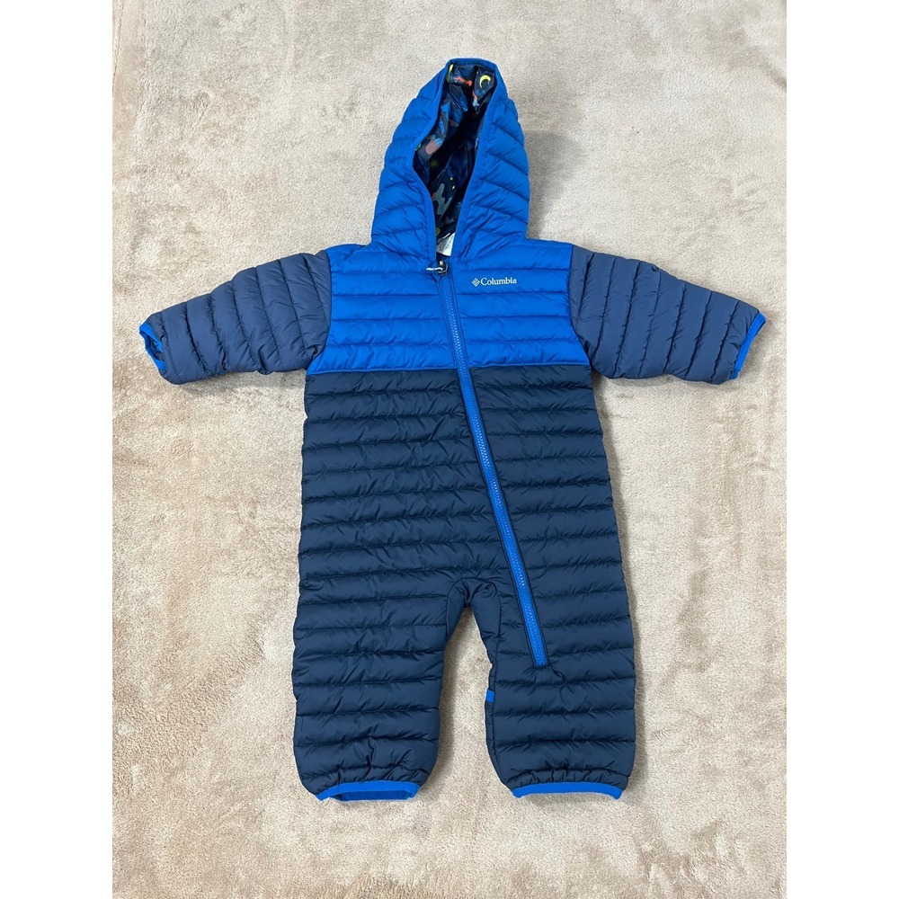 Columbia Reversible Bunting Snowsuit Infant Size 6-12 months Blue Polyester EUC